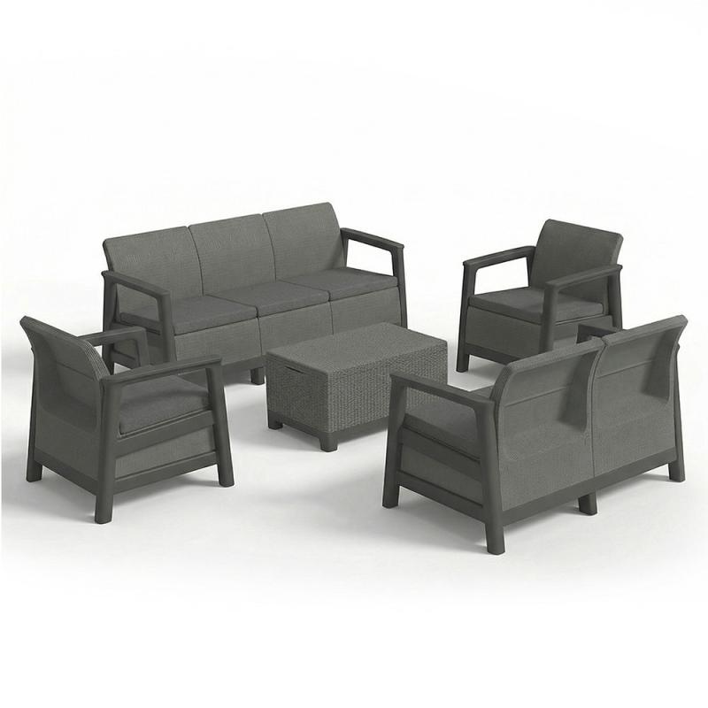 Scandi Big linea duo kerti bútor szett jute tárolós asztallal