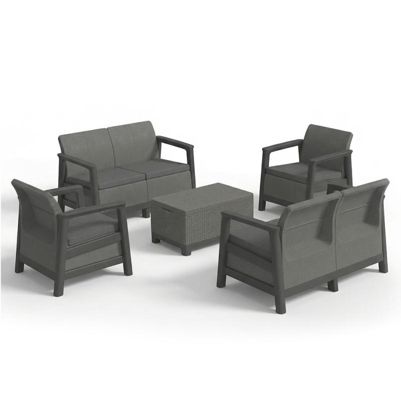 Scandi Box max linea duo kerti bútor szett jute tárolós asztallal