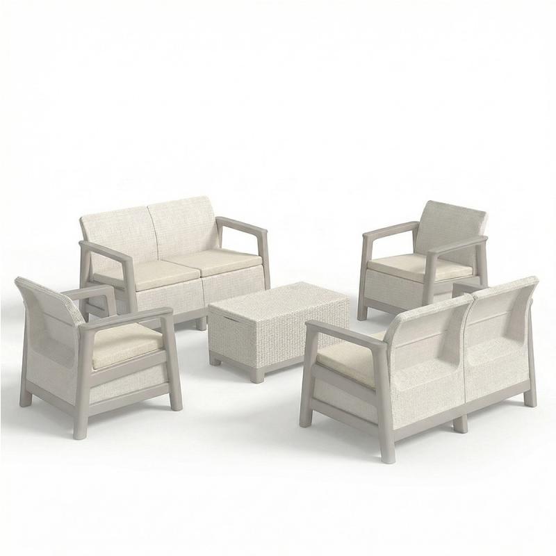 Scandi Box max linea duo kerti bútor szett jute tárolós asztallal