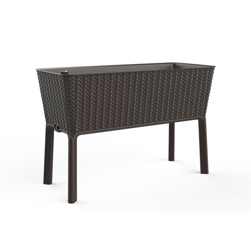 Splendor megemelt műanyag kerti virágláda 120l fonott rattan