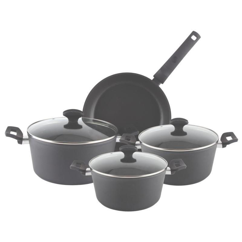 Zilan ZLN3277 edénykészlet, 7 db-os, tapadásmentes belső bevonat, 3 edény és 1 serpenyő, fekete színű