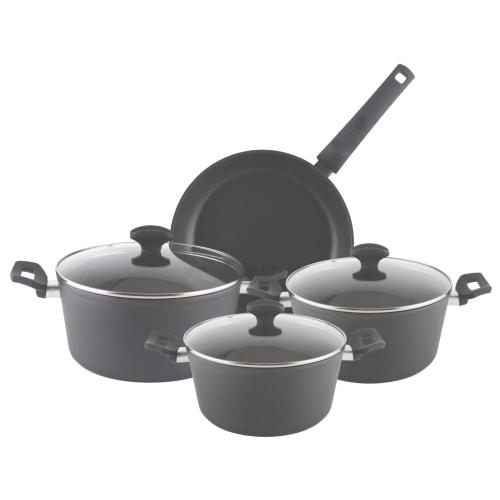 Zilan ZLN3277 edénykészlet, 7 db-os, tapadásmentes belső bevonat, 3 edény és 1 serpenyő, fekete színű