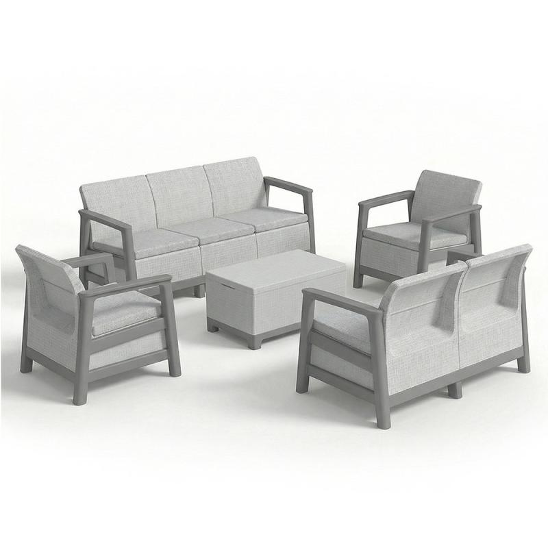 Scandi Big linea duo kerti bútor szett jute tárolós asztallal