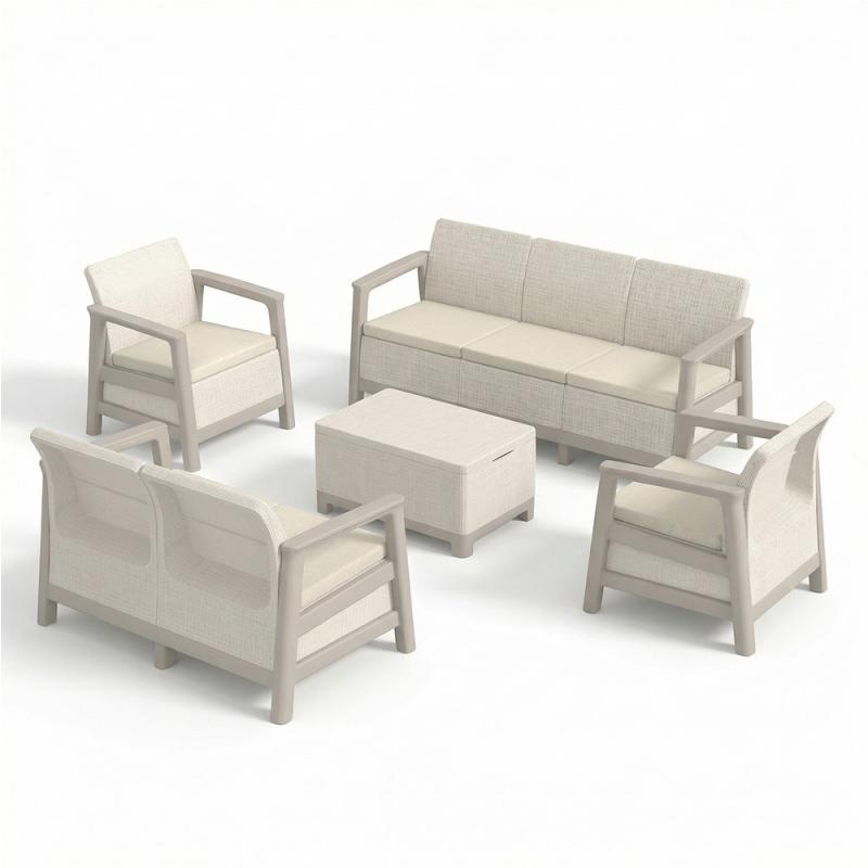 Scandi Big linea duo kerti bútor szett jute tárolós asztallal