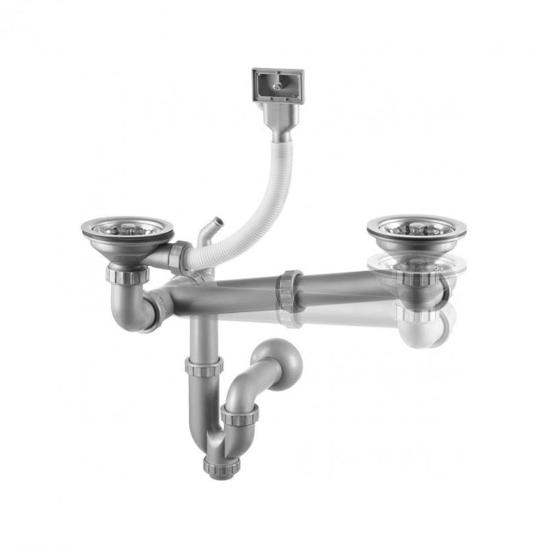 Deante szifon 1,5 és 2 medencés acél mosogatókhoz