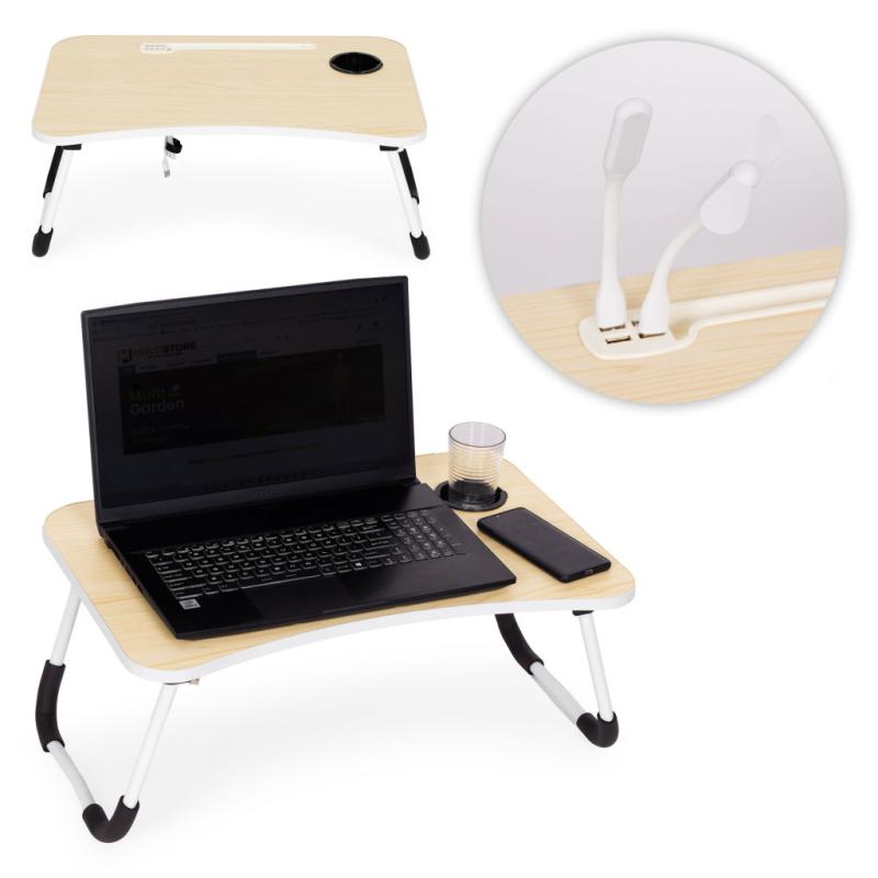 Összecsukható laptop asztal 60x40 cm USB porttal