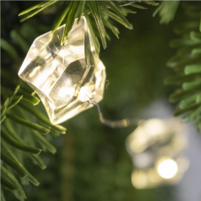 Home ML 21/WW micro LED-es kristály fényfüzér, 1,9 m / 20 db melegfehér LED, állófényű, átlátszó vezeték, elemes, beltéri kivitel