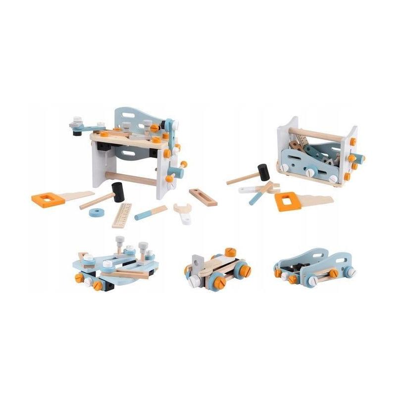 Fa mini szerszámos asztal gyerekeknek 52 darabos