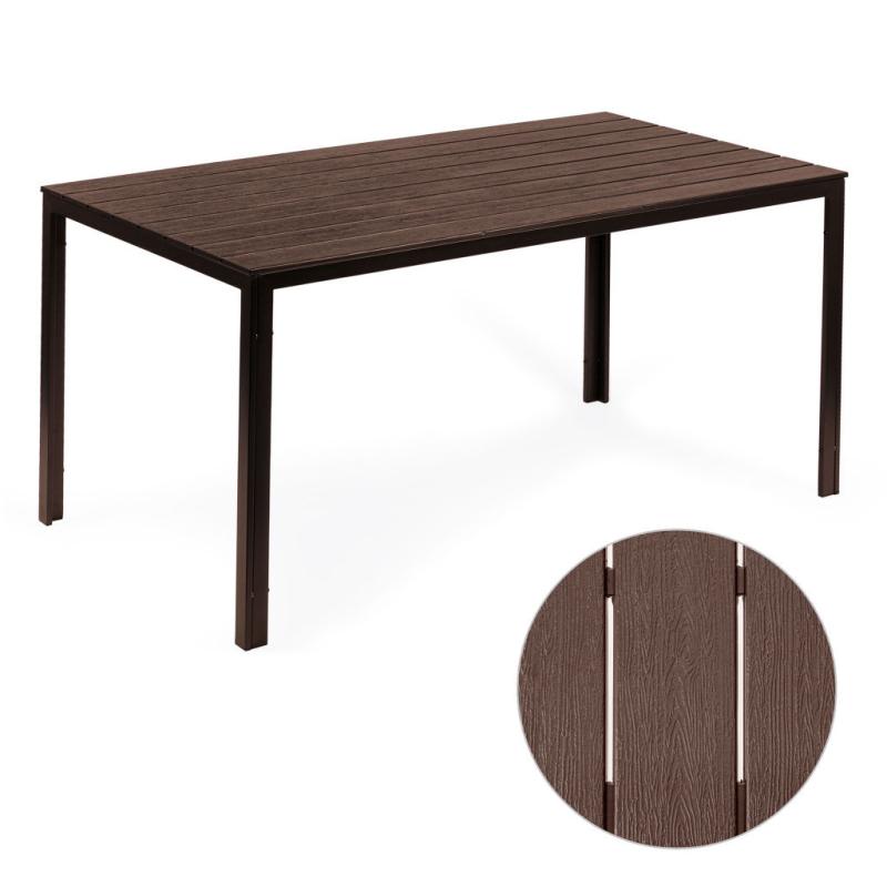 6 személyes kerti asztal 156x78 cm, Polywood teraszbútor, barna