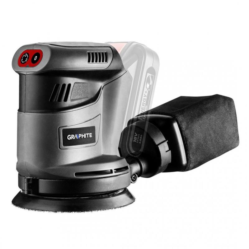 AKKUS EXCENTERCSISZOLÓ ENERGY+, 18V, 125MM, AKKU NÉLKÜL!, GRAPHITE