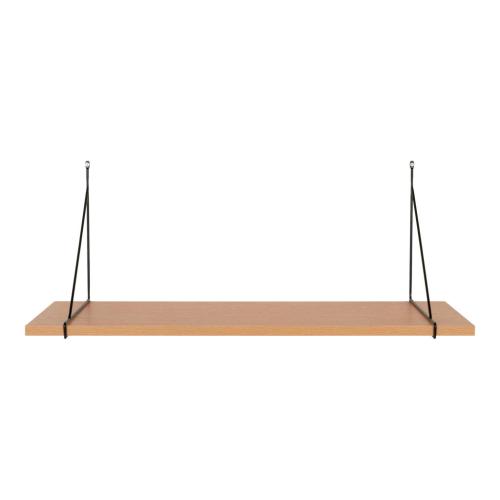 Chiba fali polc, kőris furnér, fekete acél keret 80x29 cm