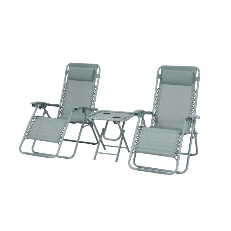 Delux 2x nyugágy és asztal szett zöld V2