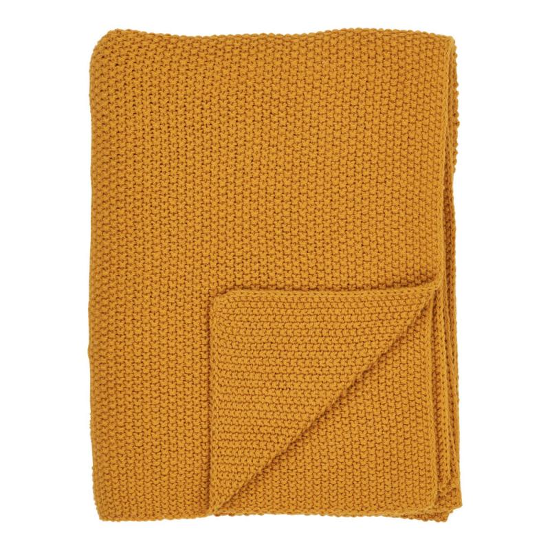 Santos takaró, újrahasznosított pamut, okker 130x170 cm